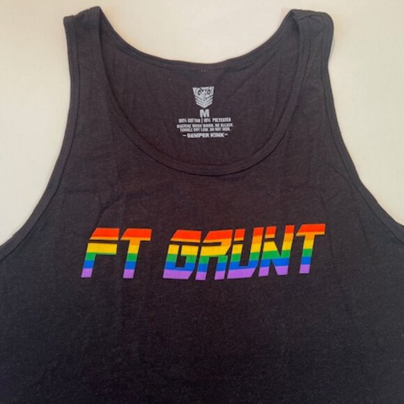 Fort Troff Size M Cotton Blend GRUNT PRIDE Tank Top - Black/PRIDE Colors - Picture 2 of 11